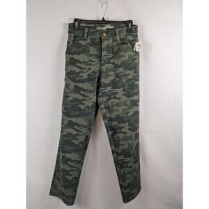 Universal Thread Cropped Jeans Camo‎ Print High Rise Straight Green 00/24 Casual